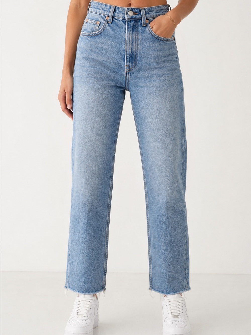 Zara Light Blue Straight Leg Jeans